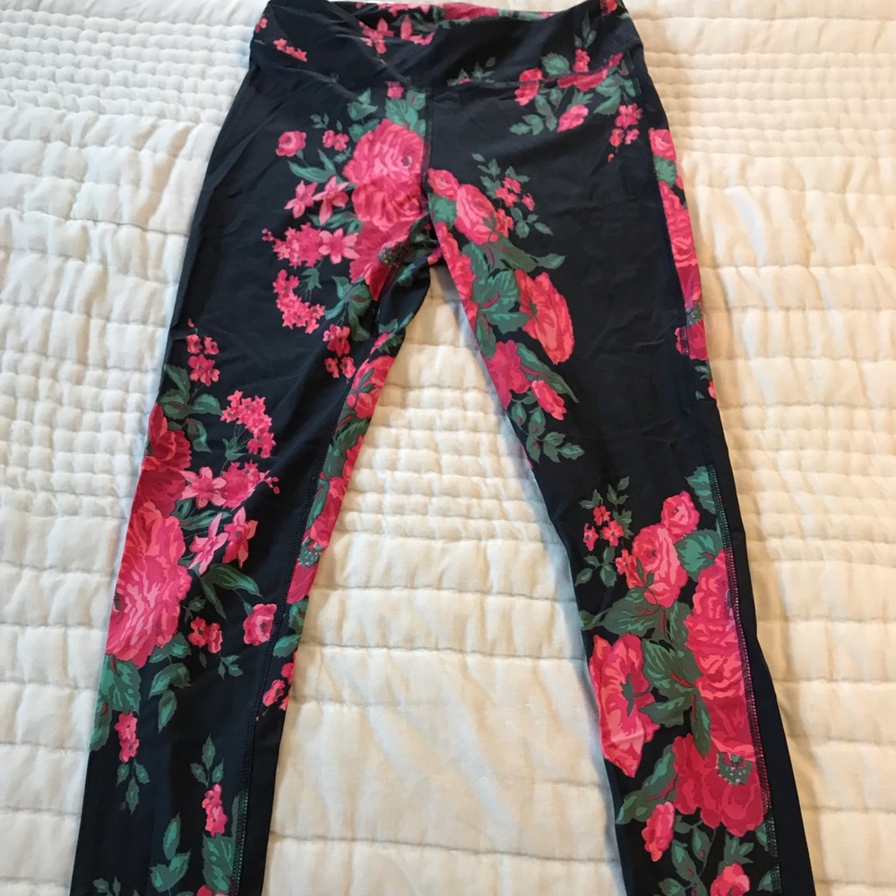 Albion Antigua Print leggings, black pink flowers